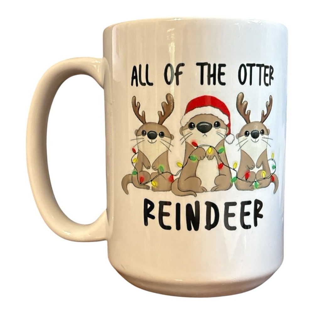 Hand Crafted Otter Reindeer Holiday Mug